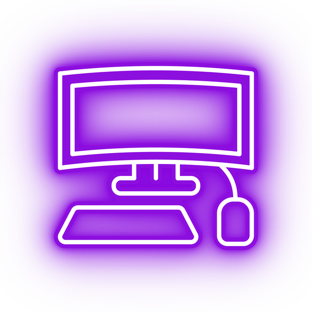 Neon purple desktop computer icon